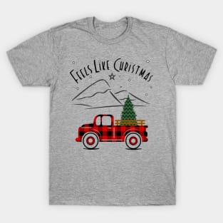 Feels Like Christmas, Red Plaid Pickup Truck T-Shirt